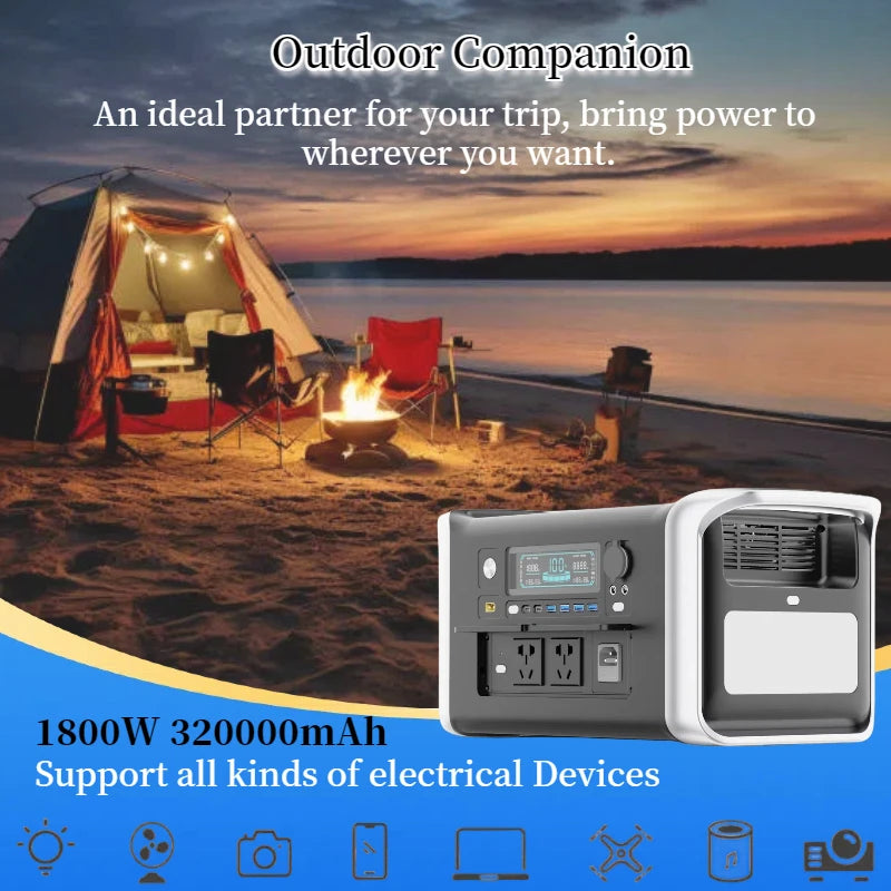 LiFePO4 Portable Power Station – 200W to 2600W Outdoor Emergency Generator
