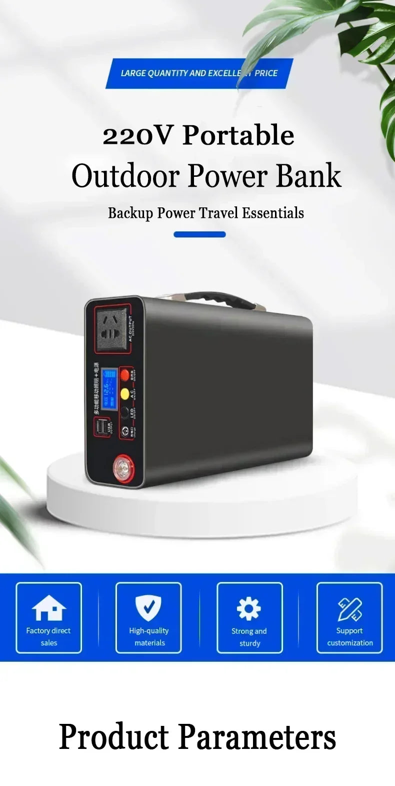 NEW 300W Portable Power Station 220V Solar Generator Outdoor Camping Emergency Mobile Power Bank 90000mAh LiFePO4 Backup Battery