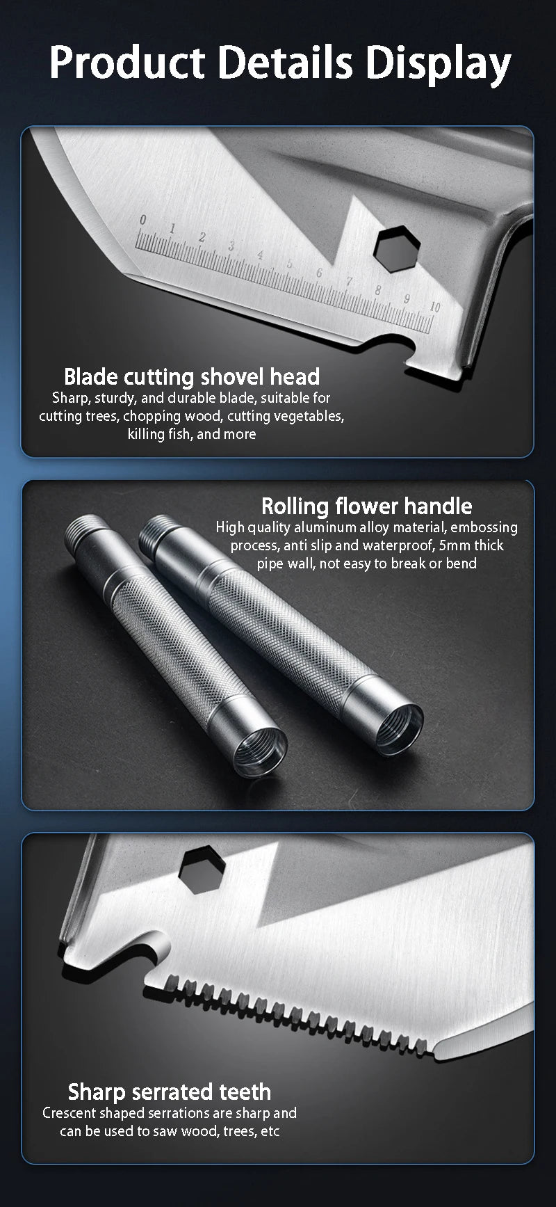 Multifunctional Folding Shovel Outdoor Vehicle Mounted Engineer Shovels Tourism Camping Survival Spade Garden Hand Tools