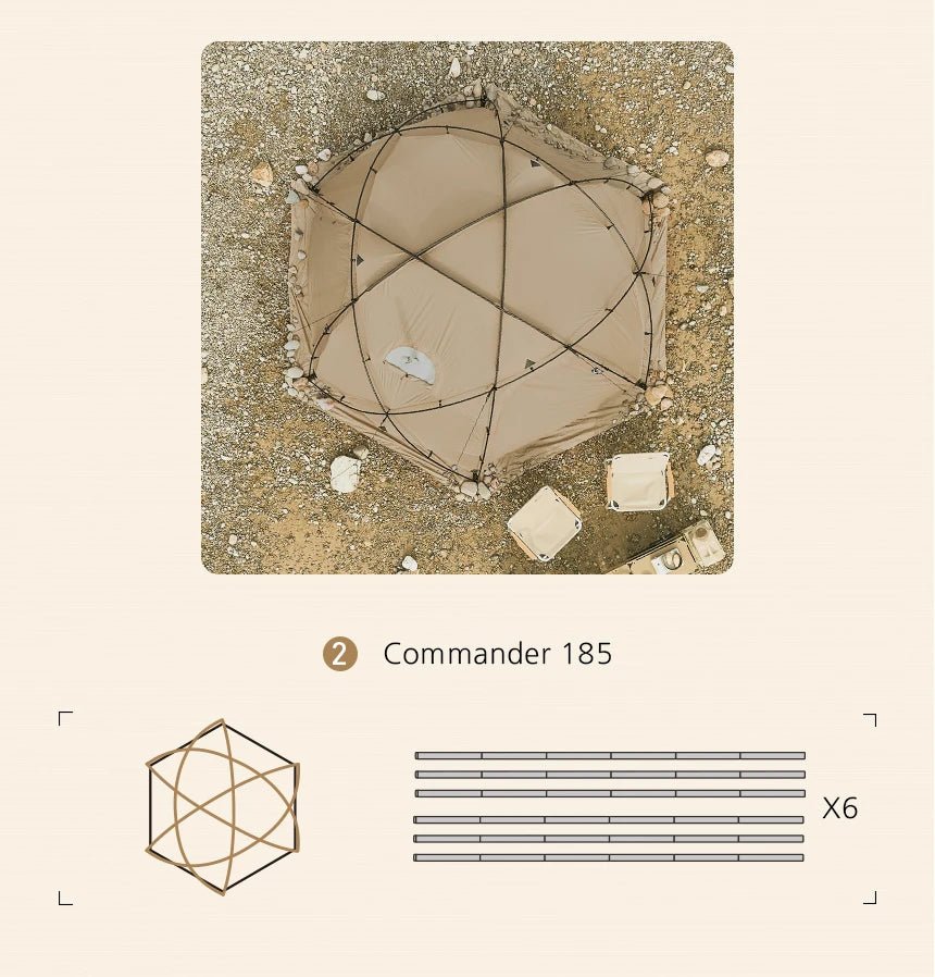 MOBI GARDEN Camping Tent Commander Dome Tent Shelter Waterproof Windproof Ultra - light 70D Nylon 160/185/245CM - BSG