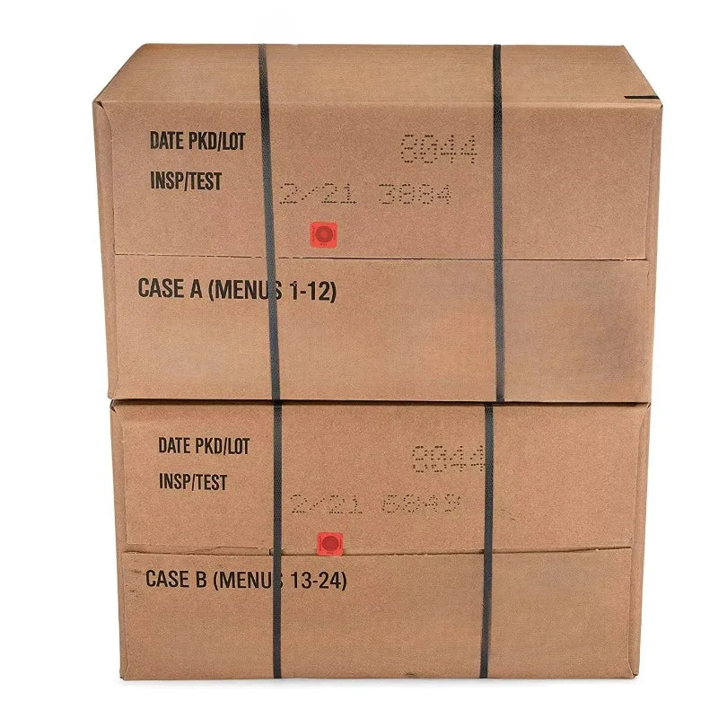 NEW 24ct US Military Surplus MRE Meals Ready to Eat 2021 Inspect A+B Case Bundle Menus 1-24