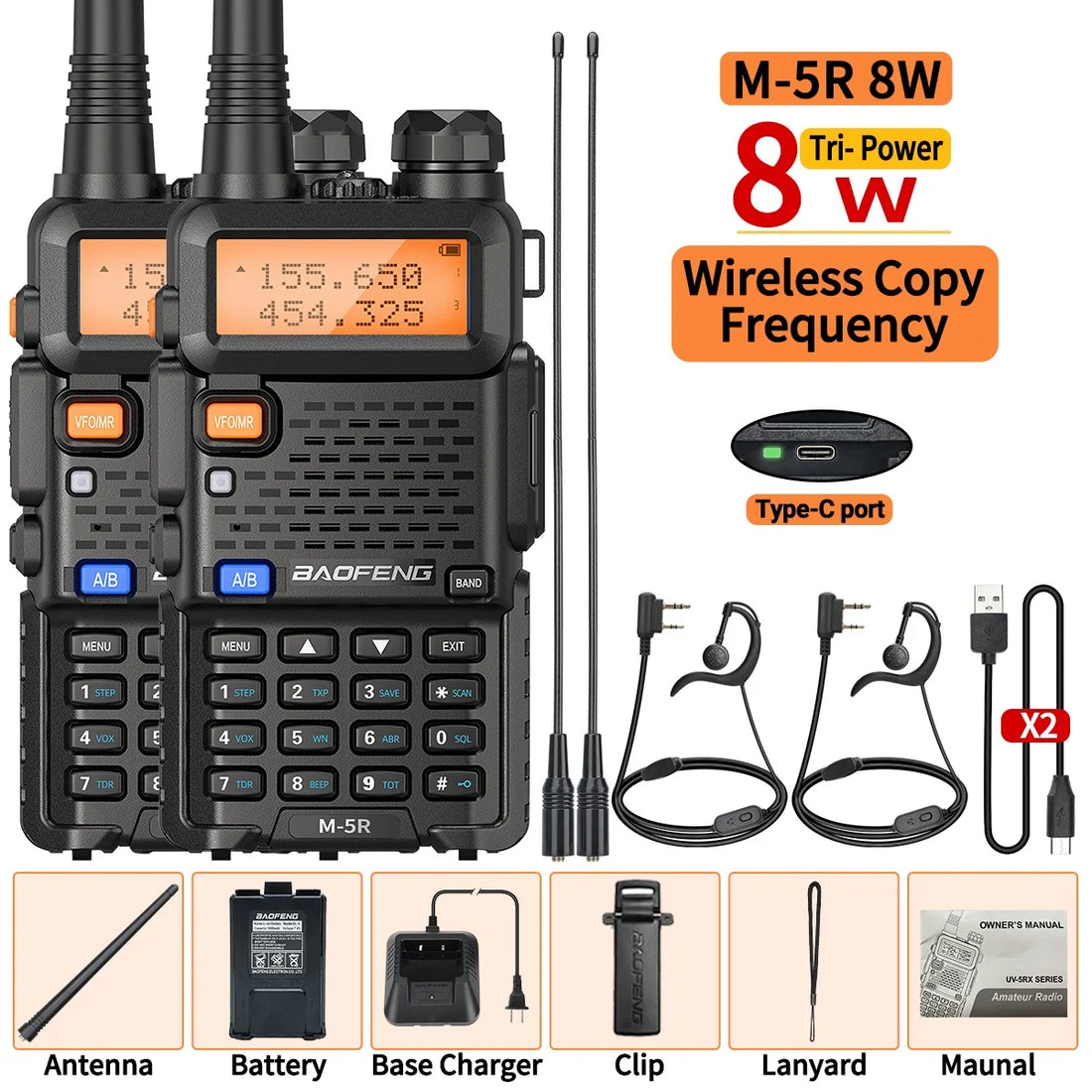 Baofeng M-5R 8W Multi-Band Walkie Talkie