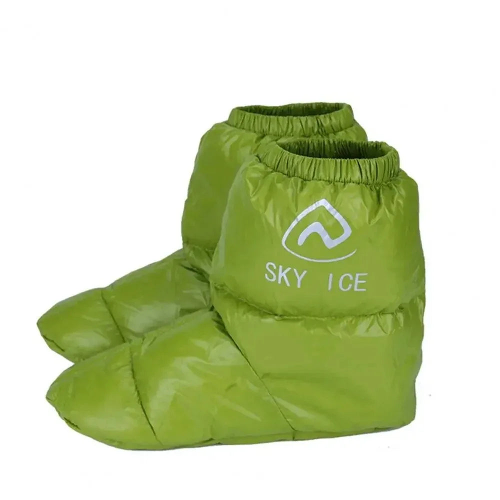 Winter Thermal Down Camping Booties – Warm Sleeping Bag Slippers for Men & Women | BasicSurvivalGear.com