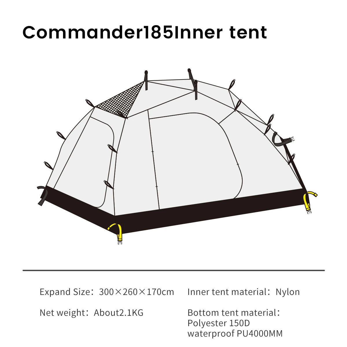 MOBI GARDEN Camping Tent Commander Dome Tent Shelter Waterproof Windproof Ultra - light 70D Nylon 160/185/245CM - BSG