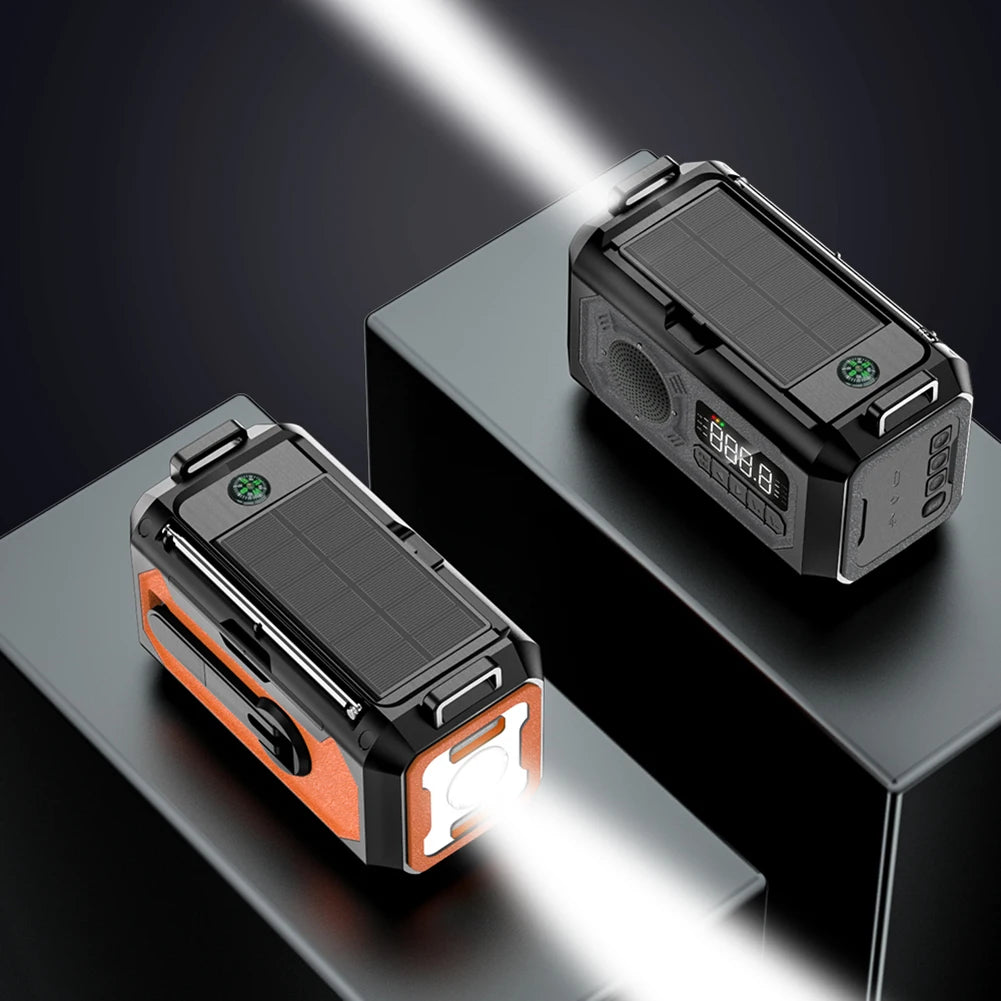 Radio meteorológica de emergencia NOAA de 12000 mAh: energía solar/manivela, linterna, lámpara de lectura y banco de energía