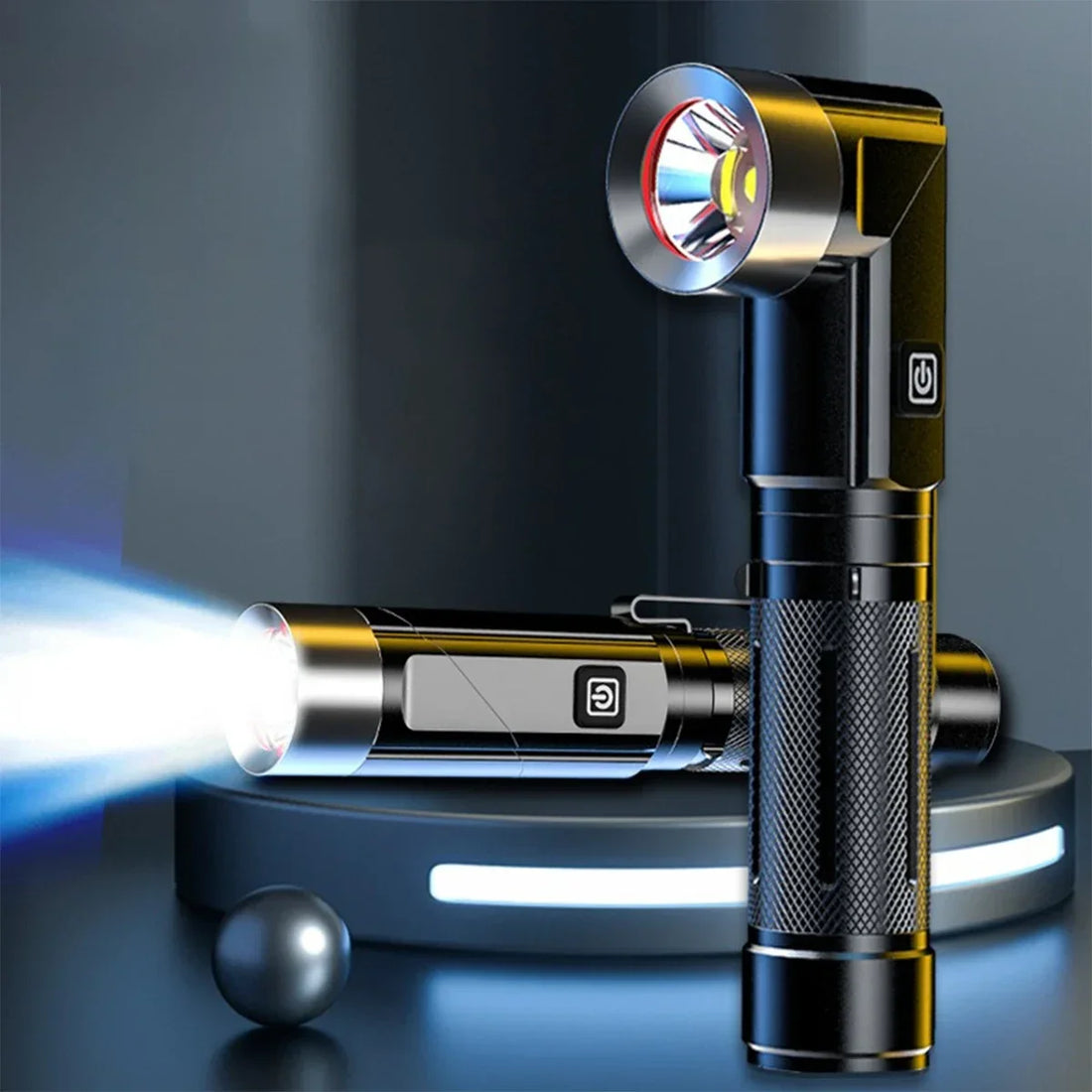 LED Flashlight USB Rechargeable Magnetic Work Light Camping Emergency Torch WaterproofAuto Repair Outdoor Tactical Super Bright