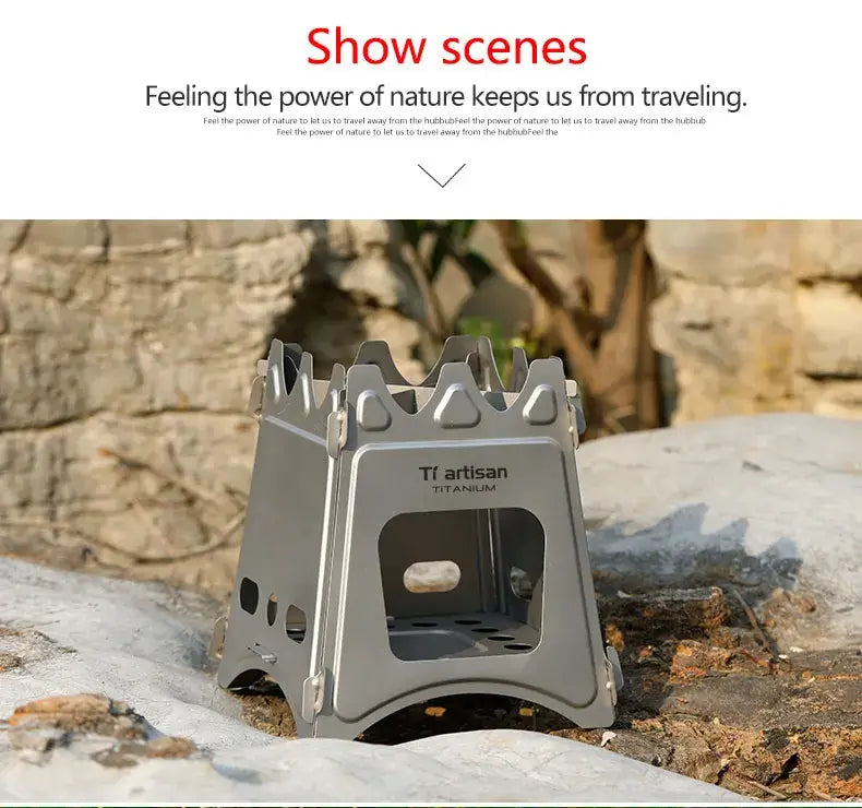 Tiartisan Titanium Outdoor Foldable Wood Stove Hiking Picnic Ultralight Portable Fire Burner Stove Multi-purpose Camping gear