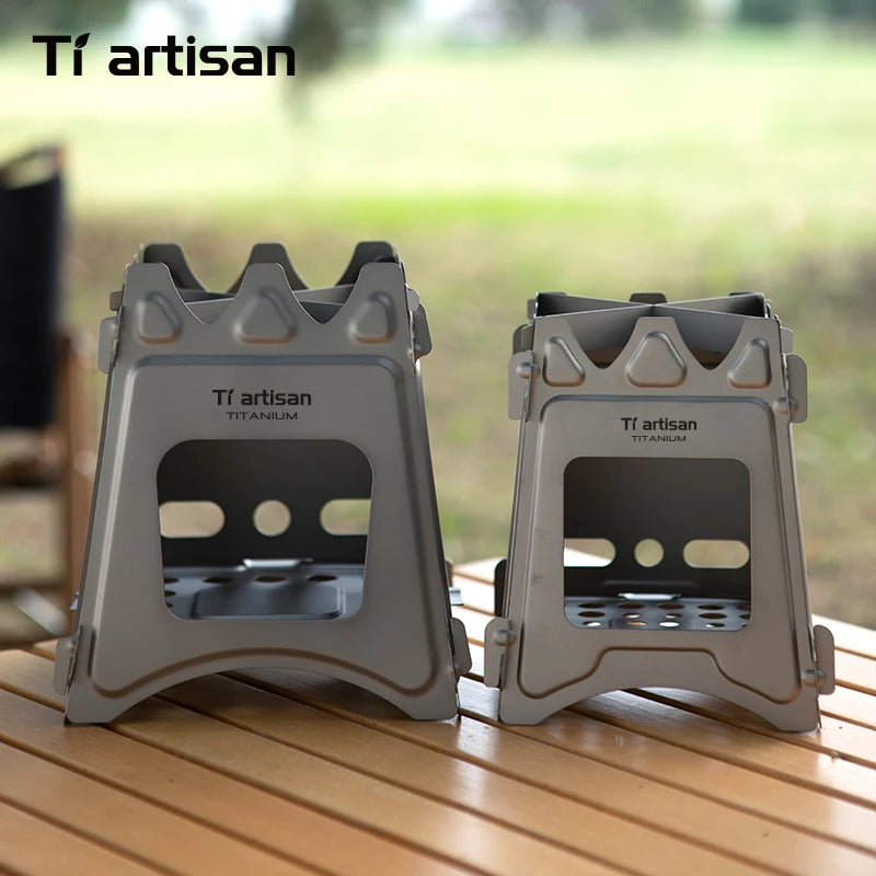 Tiartisan Titanium Outdoor Foldable Wood Stove Hiking Picnic Ultralight Portable Fire Burner Stove Multi-purpose Camping gear