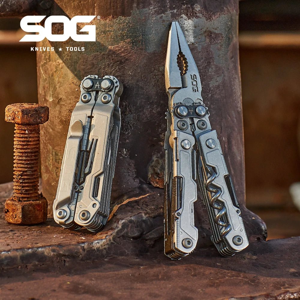 SOG 19 in 1 PowerLitre Folding Pliers Knife EDC Mini Multi - Tools Pocket Scissor Portable Outdoor Survival Multitools PL1001 - CP - BSG