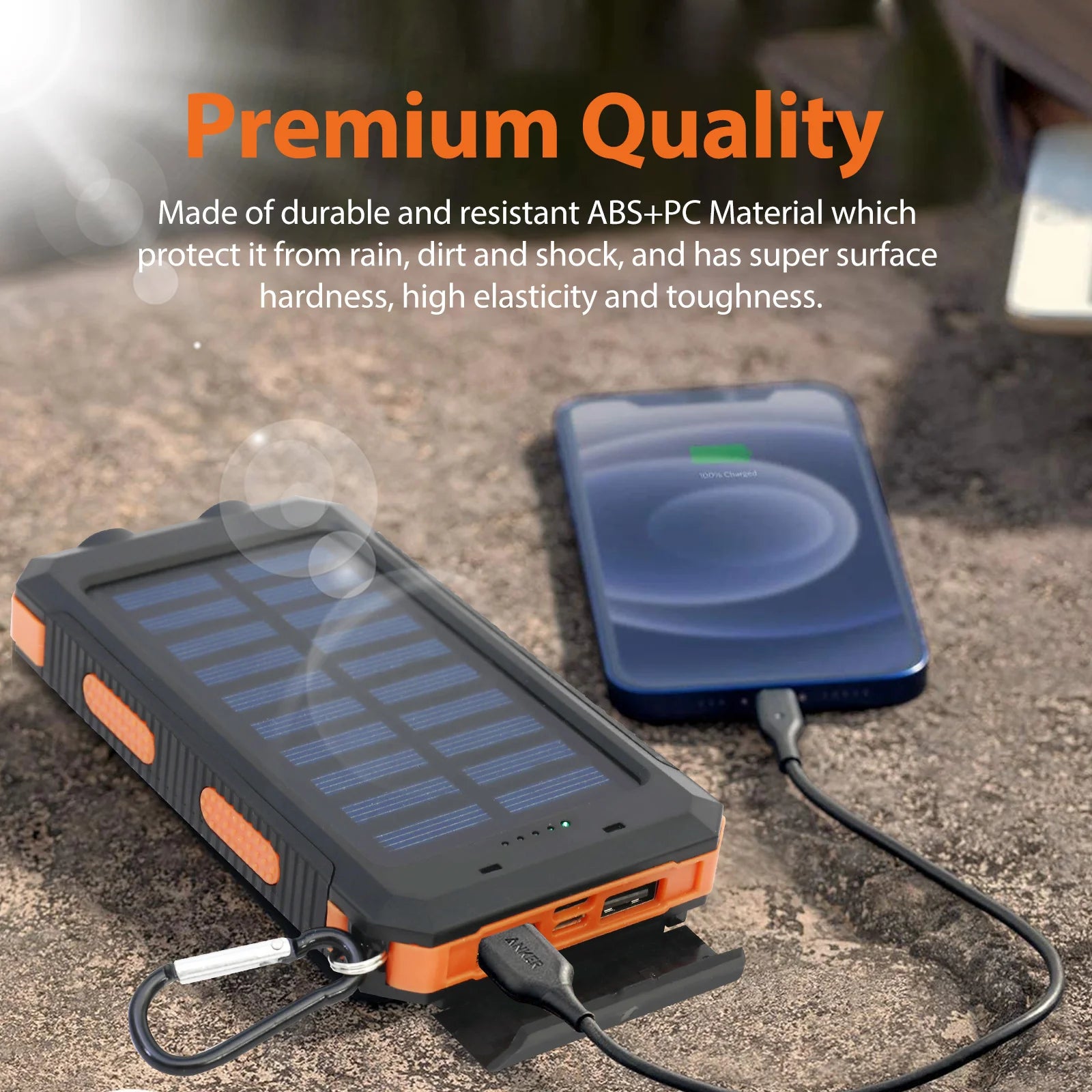 20000mAh Solar Power Bank – Waterproof Portable Solar Charger