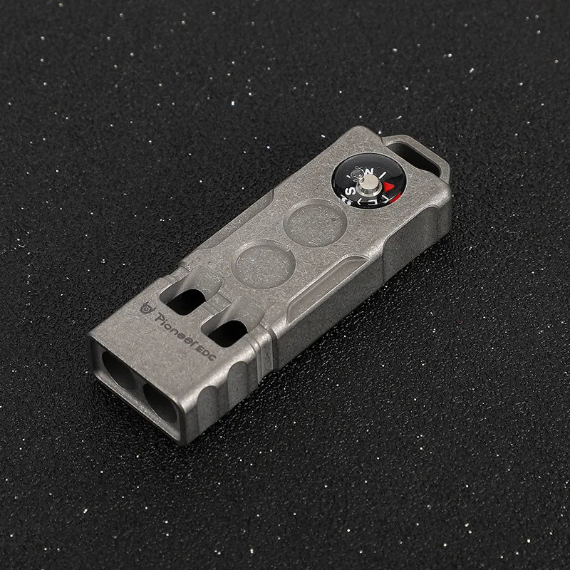 Titanium Alloy Compass Survival Whistle -High Decibel Dual Frequency Emergency Whistle for Outdoor Camping, Hiking &Rescue Tools