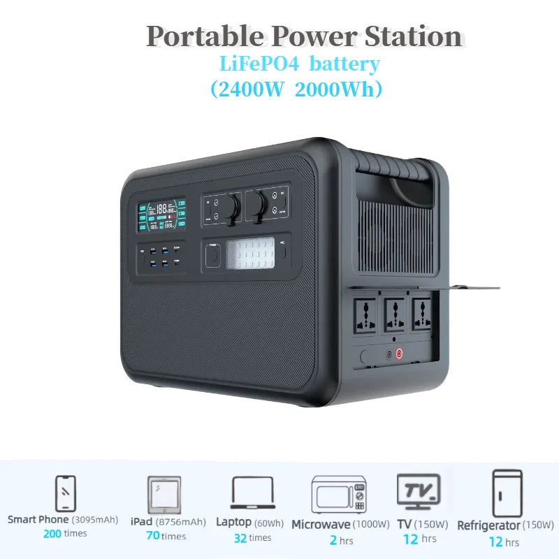 LiFePO4 Portable Power Station – 200W to 2600W Outdoor Emergency Generator
