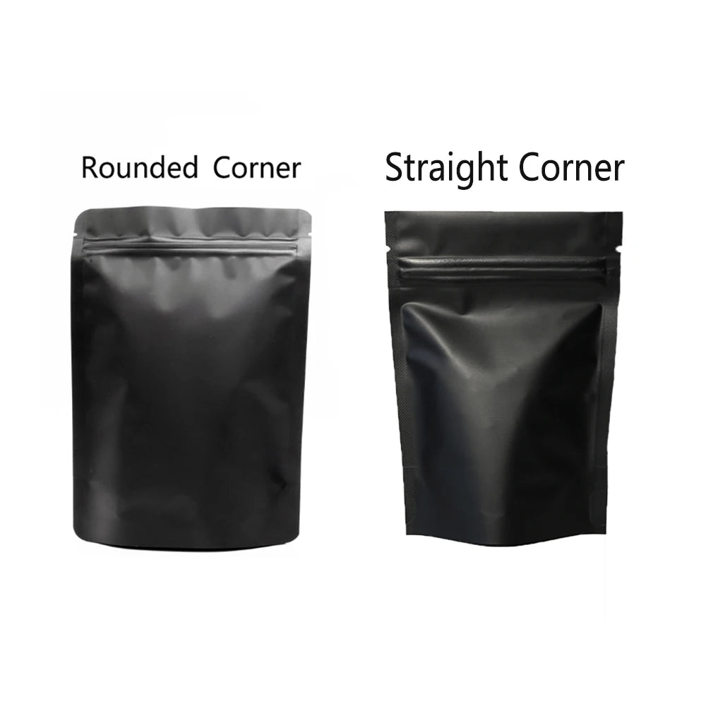 High Quality 100pcs Heat Seal Zip Lock Package Bags Aluminum Foil Mylar Tear Notch Matte Black Stand Up Bag Wholesale - BSG