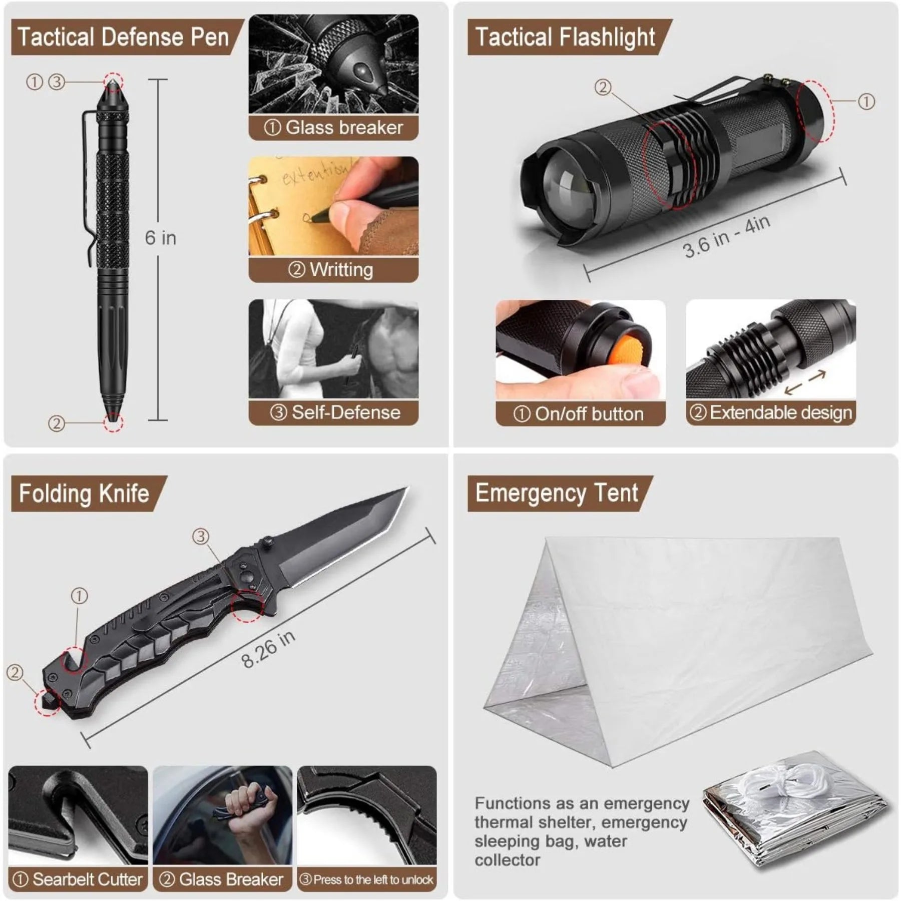 238Pcs Emergency Survival Kit, Professional Survival Gear Tool with Tactical Molle Pouch and Emergency Tent for Earthquake