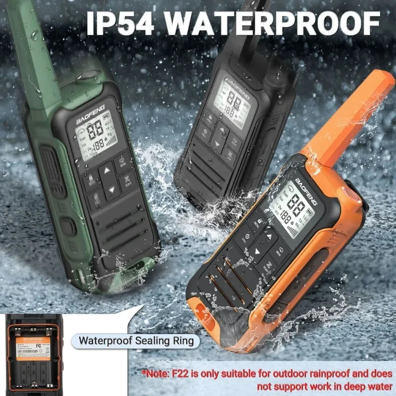 Baofeng FR22 Walkie-talkie PMR/FRS Outdoor Waterproof Radios TYPE-C Cable One Pair of Radios Orange Two Sets of Walkie Talkie