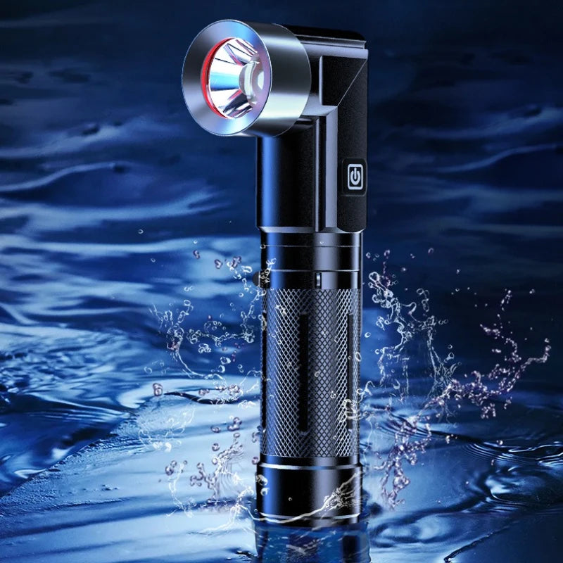 LED Flashlight USB Rechargeable Magnetic Work Light Camping Emergency Torch WaterproofAuto Repair Outdoor Tactical Super Bright