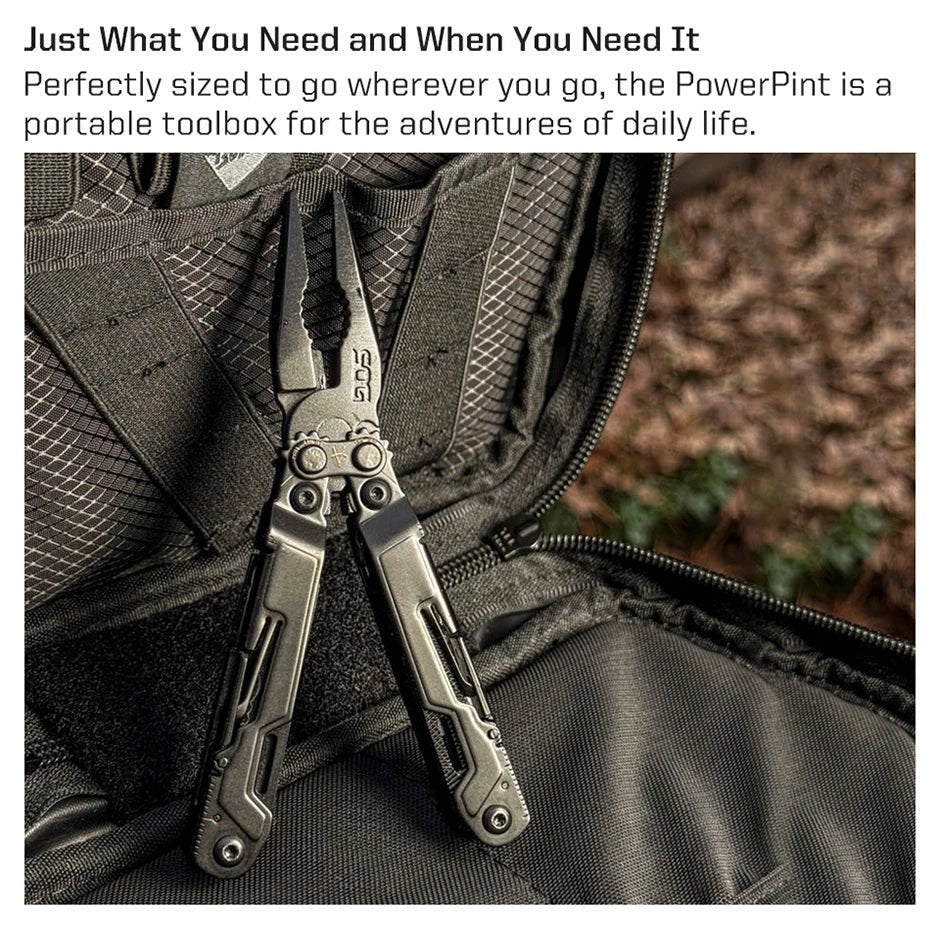 SOG PowerPint 18 - in - 1 Tactical Multi - Tool with Folding Pliers & Knife - EDC Pocket Gear for Outdoor, Hiking, Camping Survival - BSG