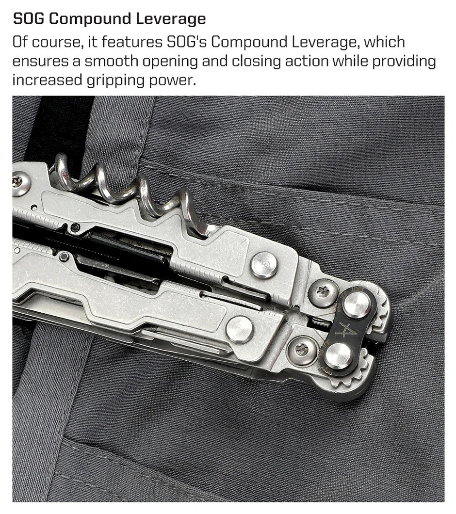 SOG 19 in 1 PowerLitre Folding Pliers Knife EDC Mini Multi - Tools Pocket Scissor Portable Outdoor Survival Multitools PL1001 - CP - BSG