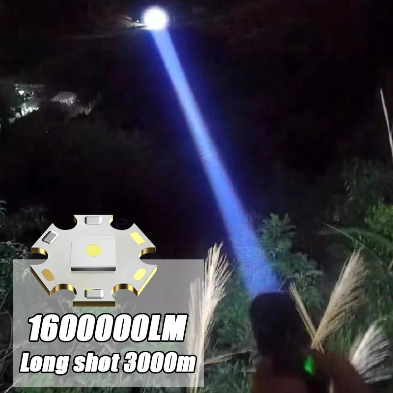 Linterna táctica LED recargable de alta potencia: alcance de 3000 m, resistencia al agua IPX6, batería externa de 3600 mAh (modelo SDT05) | BasicSurvivalGear.com