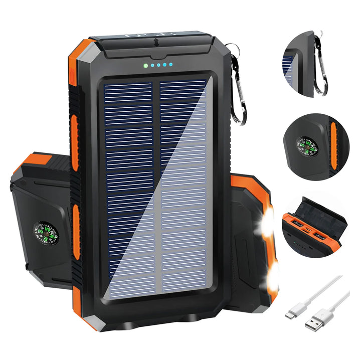 20000mAh Solar Power Bank – Waterproof Portable Solar Charger