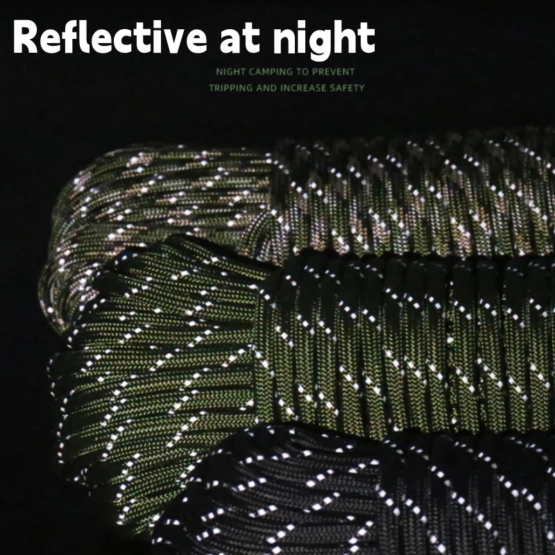 10-Core 750 LBS Paracord 15 M Dia.4mm Reflective Nylon Paracord DIY Rope Outdoor Camping Tent Accessories