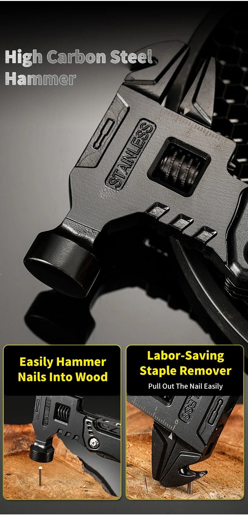 New Multifunctional Wrench Hammer Knife Pliers Outdoor Camping Survival Tool Labor Saving Tool Stainless Steel Multi - tool Knife - BSG