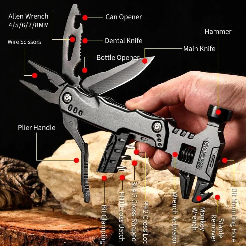 New Multifunctional Wrench Hammer Knife Pliers Outdoor Camping Survival Tool Labor Saving Tool Stainless Steel Multi - tool Knife - BSG