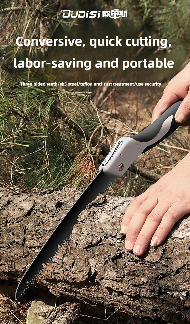 OUDISI 180mm Folding Saw – High Carbon Steel, Fine-Tooth Outdoor Cutting Tool | BasicSurvivalGear.com