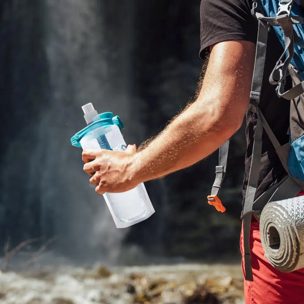 Foldable Water Bottle With Filter Water Purifier Bottle 1000ml Water Bottle Filter Container Reusable Outdoor Filtered Water Bag