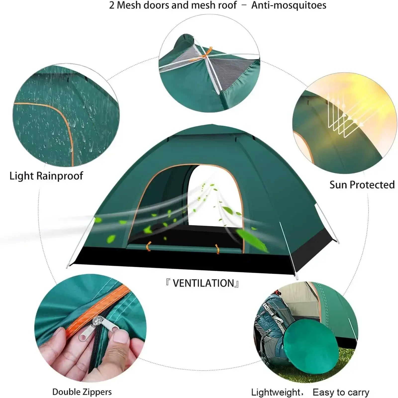 Automatic Pop Up Outdoor Camping Hiking Waterproof Sun Proof Tent Portable Backpacking Folding Tents Travelling Tools 2 - 3 Person - BSG