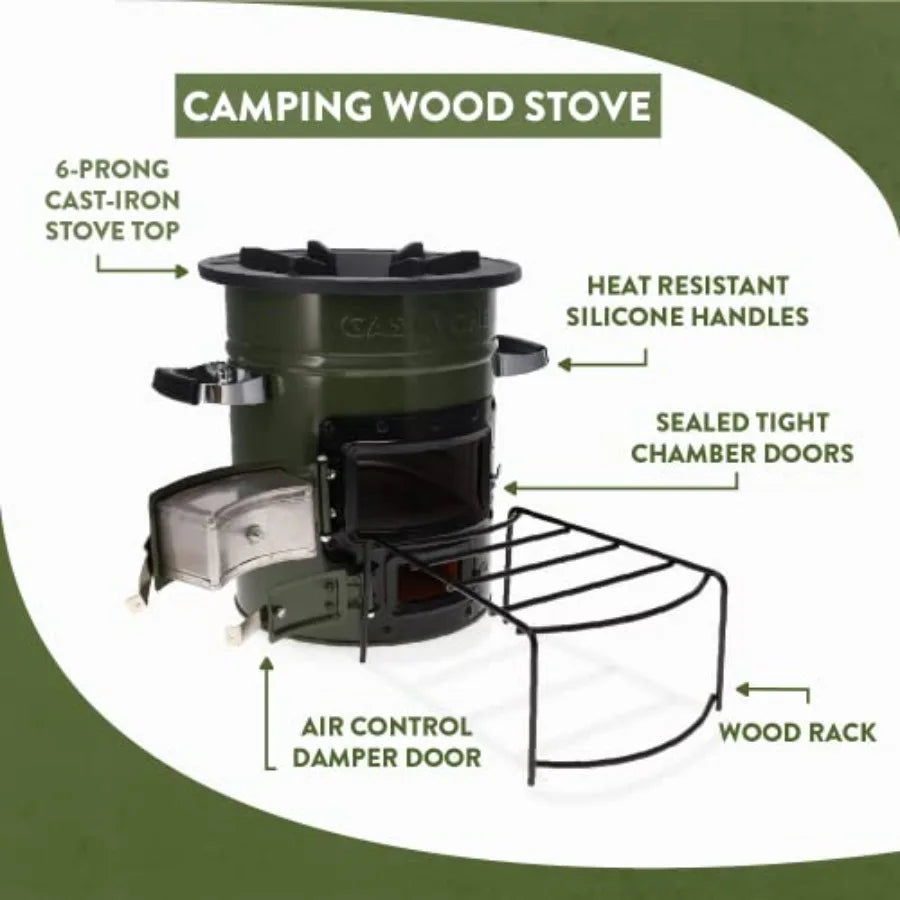 Premium Wood Burning Rocket Stove for Backpacking Hiking RV and Survival Outdoor Camping Insulated Barrel Stove Kit with