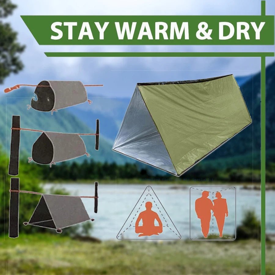 Emergency Survival Tent Shelter, 2 - Person Emergency Tent, Emergent Shelter Tent, Survival Life Tarp for Outdoor, Camping Hiking - BSG