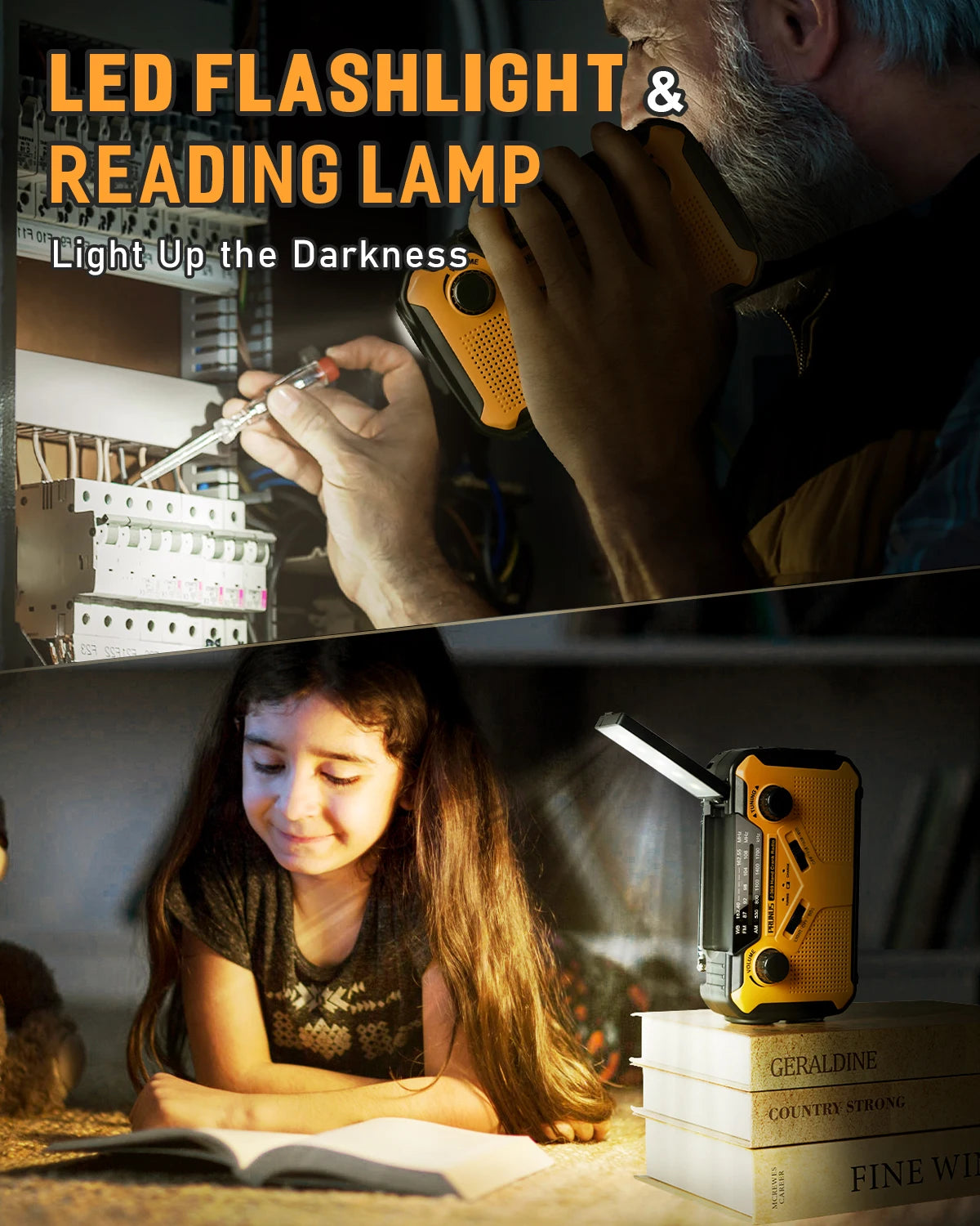 3000mAh Portable Emergency Solar Power Radio Hand Crank Charging AM/FM Weather Radio Led Reading Flashlight Bank Phone Charger