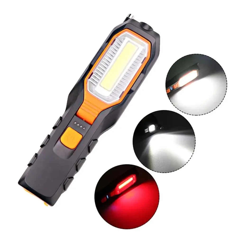 Rechargeable COB LED Work Light with Red Strobe – Portable Emergency & Utility Light (4 Modes)