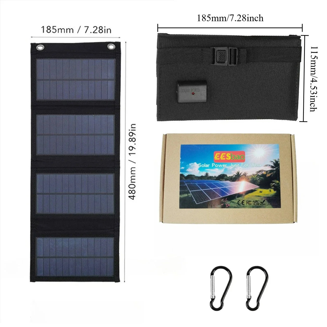 25W-100W  Foldable Waterproof USB Solar Charger  for Cell Phone Tablet Portable Outdoor Camping Emergency Power Supply EESBAO