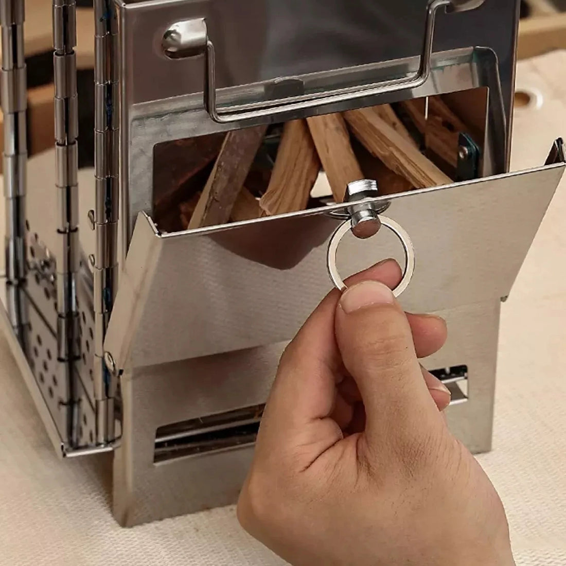 Stainless Steel Wood-burning Stove Lightweight Compact Camping Stove Portable Folding Wood Stove For Outdoor Camping Hiking