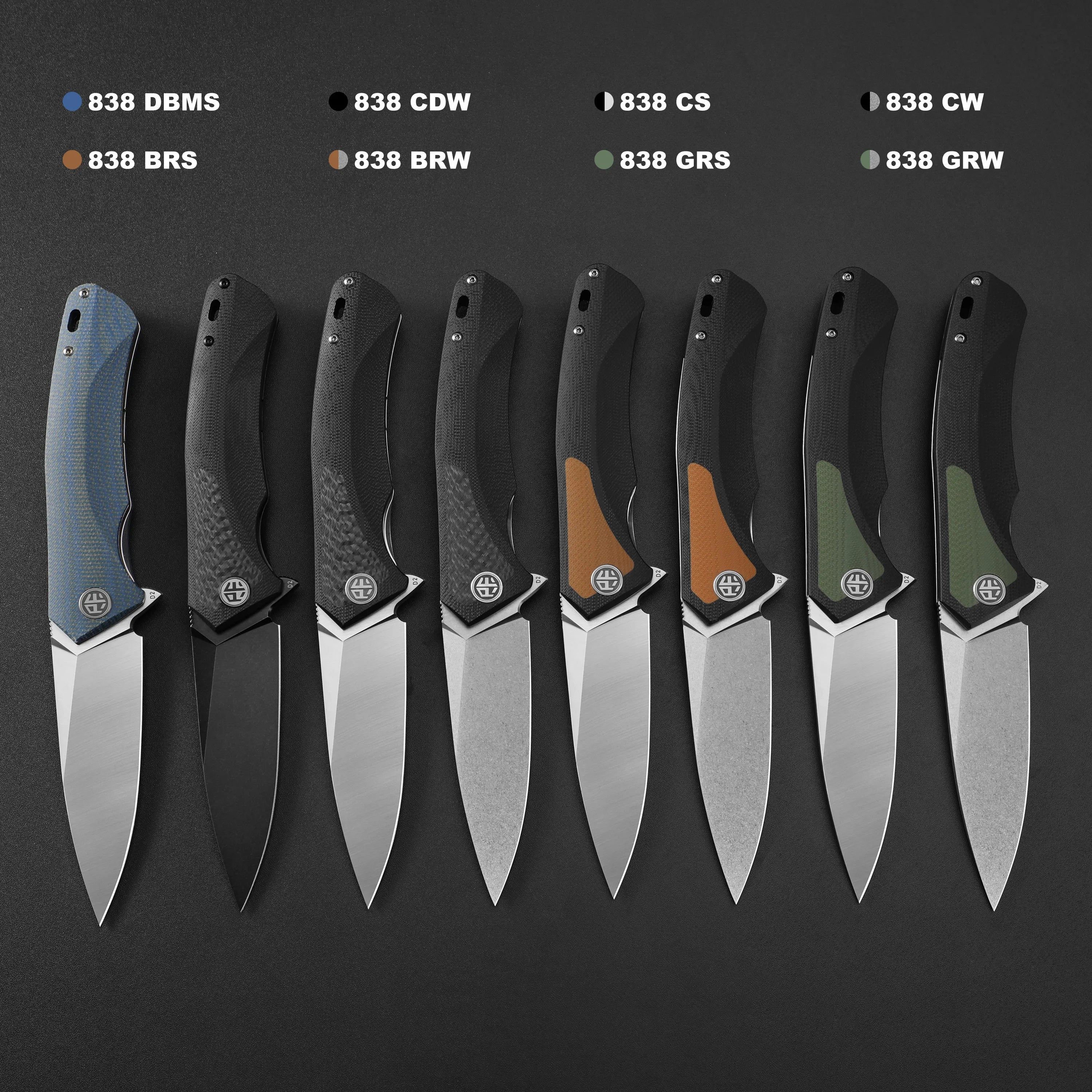 Petrified Fish PF838 Folding Knife Jackknife D2 Steel Outdoor Camping Hunting Hiking EDC Tool Ball Bearing G10 Handle Knives - BSG