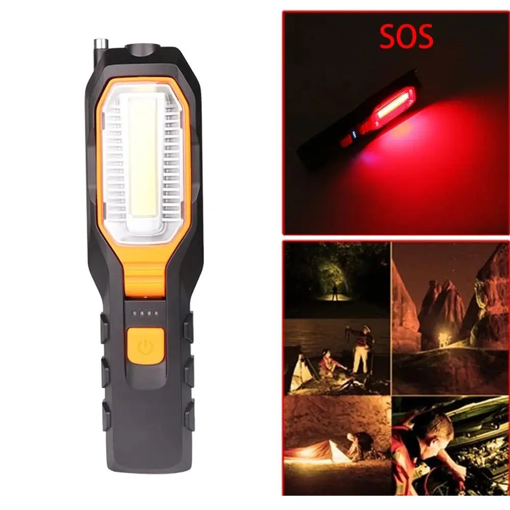 Rechargeable COB LED Work Light with Red Strobe – Portable Emergency & Utility Light (4 Modes)
