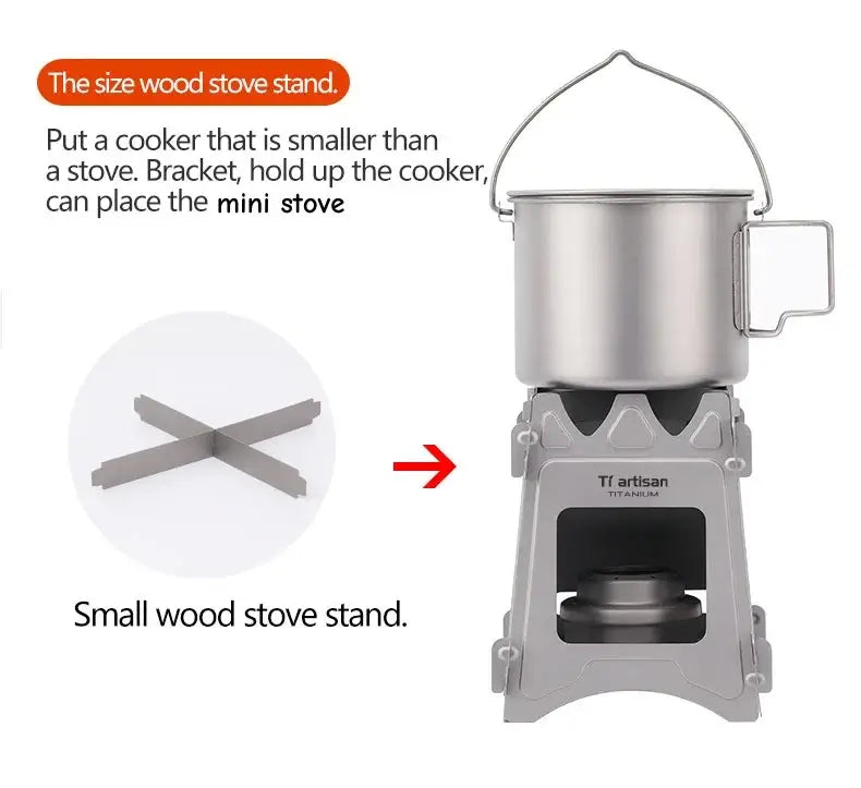 Tiartisan Titanium Outdoor Foldable Wood Stove Hiking Picnic Ultralight Portable Fire Burner Stove Multi-purpose Camping gear