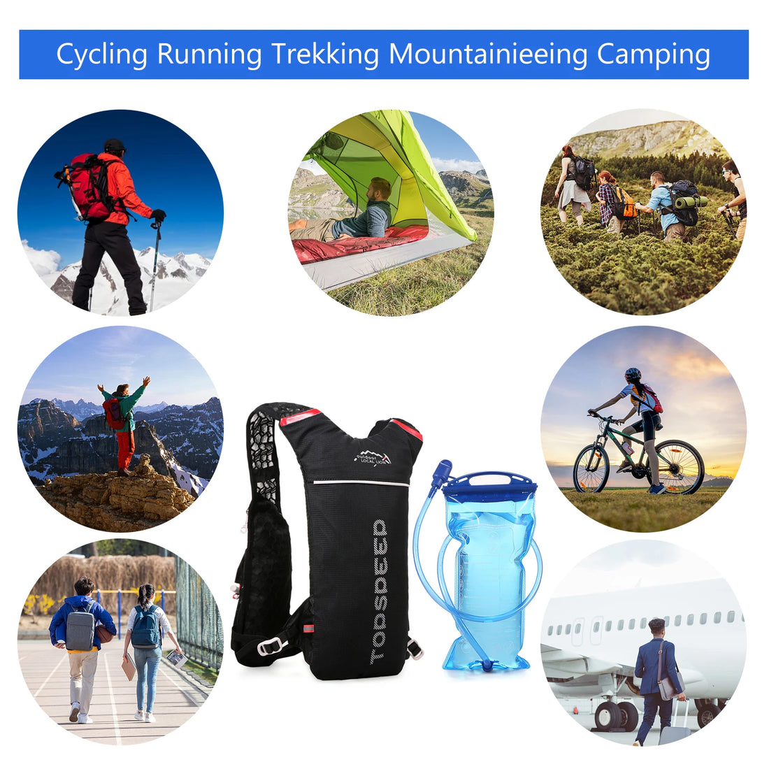 Hydration Pack Backpack with 2L Water Bladder Super Lightweight Breathable Hydration Vest For Outdoors Running Cycling Climbing