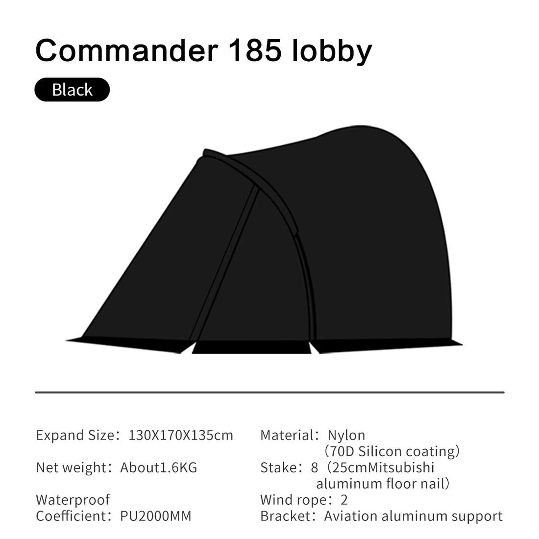 MOBI GARDEN Camping Tent Commander Dome Tent Shelter Waterproof Windproof Ultra - light 70D Nylon 160/185/245CM - BSG