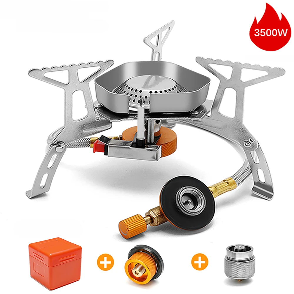 Outdoor Windproof Gas Stove Portable Tourist Camping Picnic Survive Burner 3500/5800W Big Power Foldable Hiking Barbecue Stove