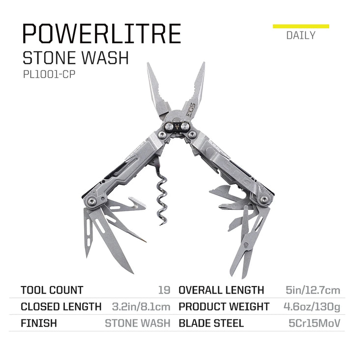 SOG 19 in 1 PowerLitre Folding Pliers Knife EDC Mini Multi - Tools Pocket Scissor Portable Outdoor Survival Multitools PL1001 - CP - BSG