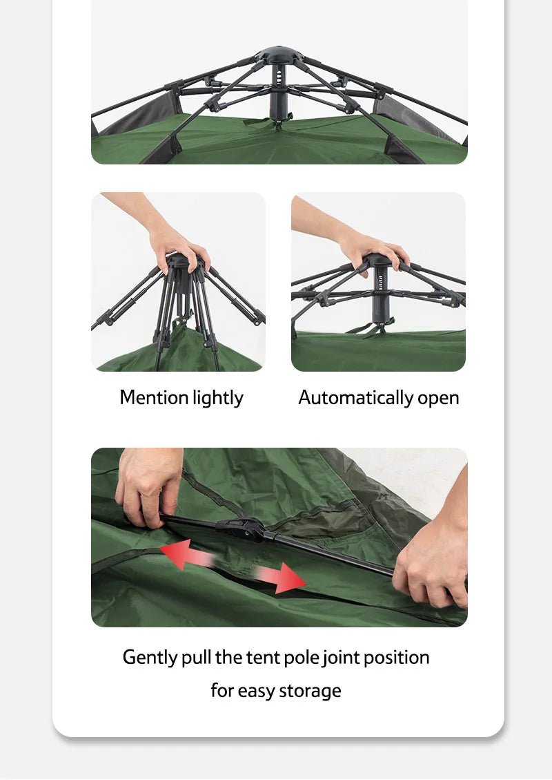 Naturehike Camping Automatic Tent One Touch Waterproof Roof Top Tents Double Door 3 Person Tent Outdoor Beach Fish Shelter Tent - BSG