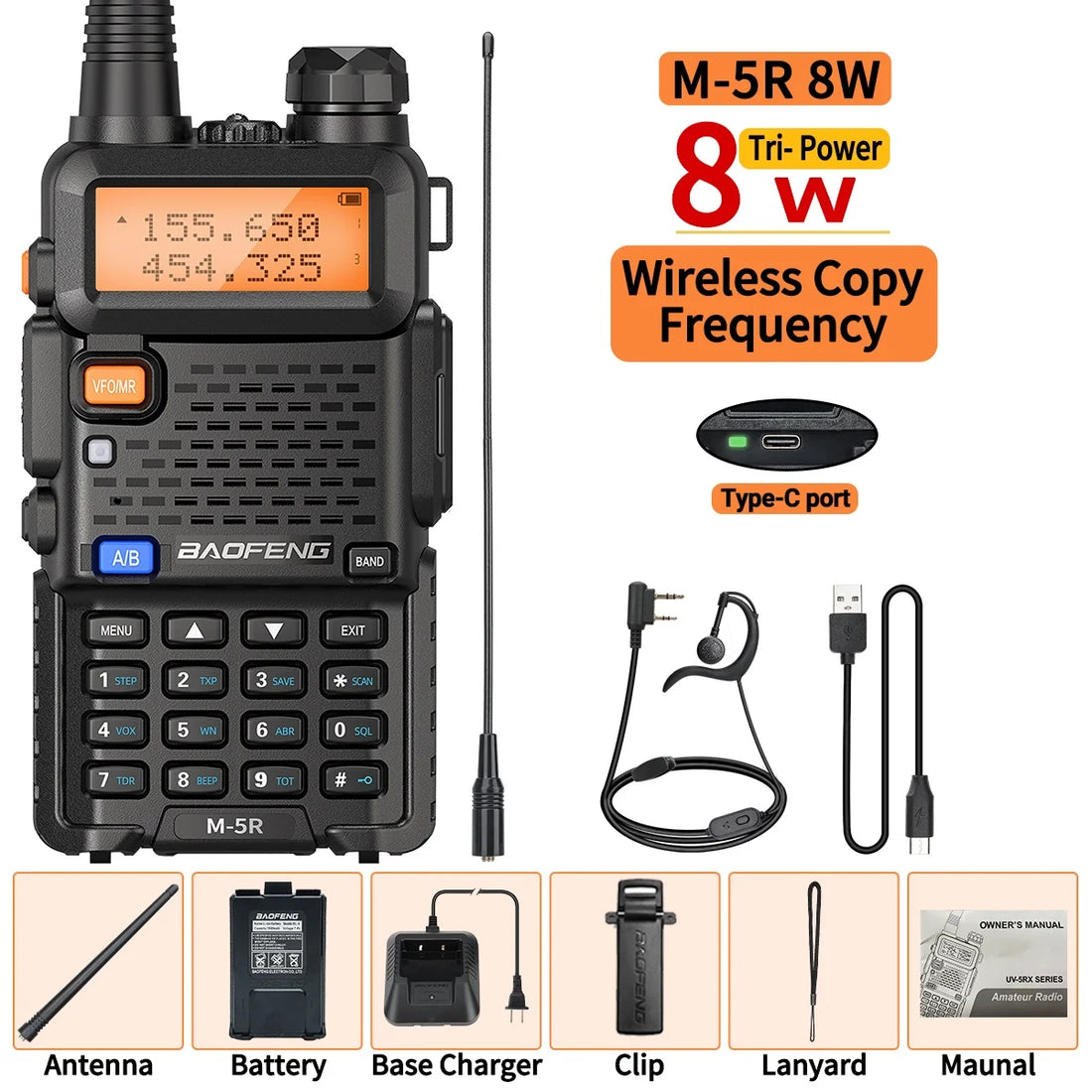 Baofeng M-5R 8W Multi-Band Walkie Talkie