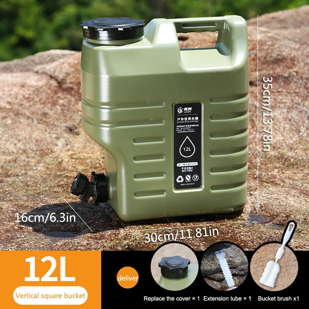 3.2 Gallon/12L Camping Water Container Portable BPA Free Water Bucket Food - Grade PE for Outdoor Camping/Hiking Emergency Storage - BSG