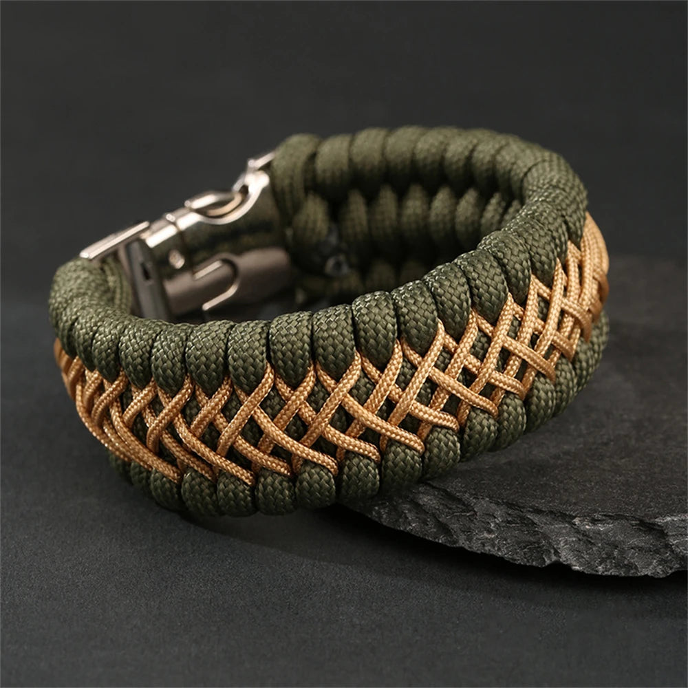 Handmade 7-Core Paracord Bracelet for Men - Outdoor Survival Camping Emergency Rope Wristband Vintage Style Jewelry Hiking Gift