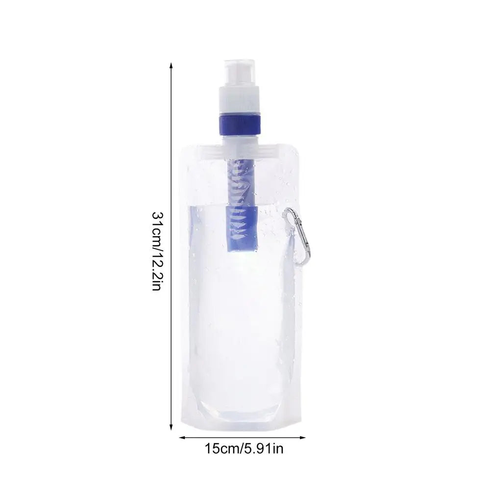 Foldable Water Bottle With Filter Water Purifier Bottle 1000ml Water Bottle Filter Container Reusable Outdoor Filtered Water Bag