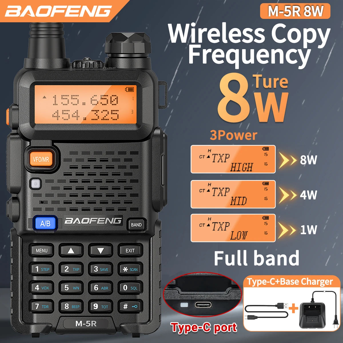 Baofeng M-5R 8W Multi-Band Walkie Talkie
