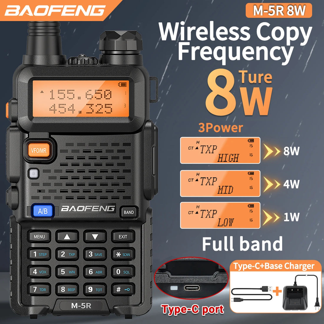 Baofeng M-5R 8W Multi-Band Walkie Talkie